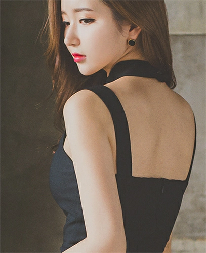 韩国美女模特李妍静 粉色连衣裙与黑白条纹短袖加长裙性感写真集,2 (9)