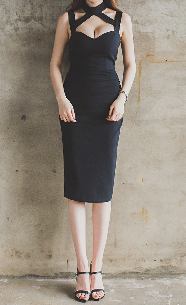 韩国美女模特李妍静 粉色连衣裙与黑白条纹短袖加长裙性感写真集,2 (30)
