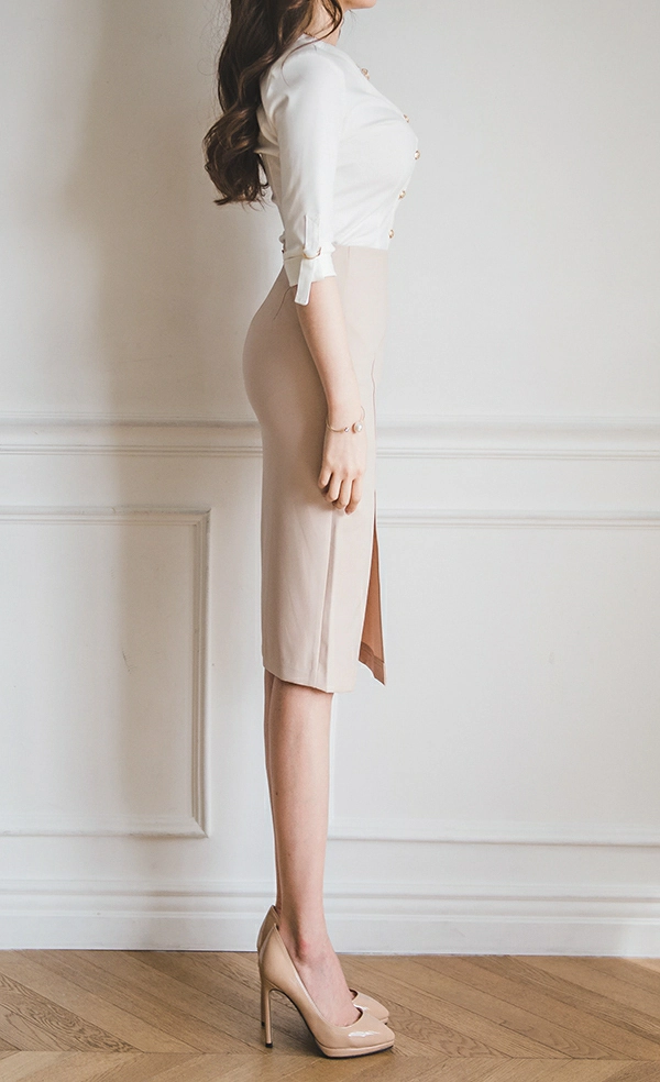 韩国美女模特李妍静 黑色透视衬衫加灰色长裙与白色连衣裙写真,1 (31)