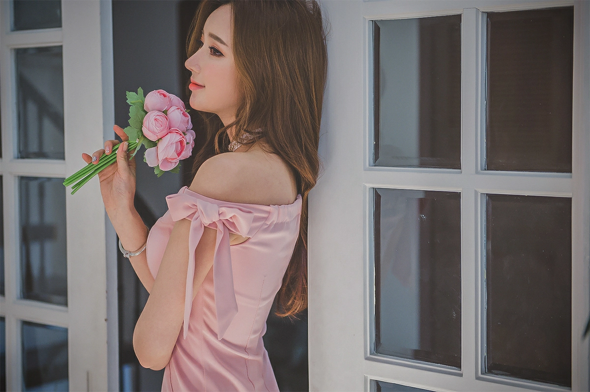 韩国美女模特李妍静 黑色透视衬衫加灰色长裙与白色连衣裙写真,3 (9)