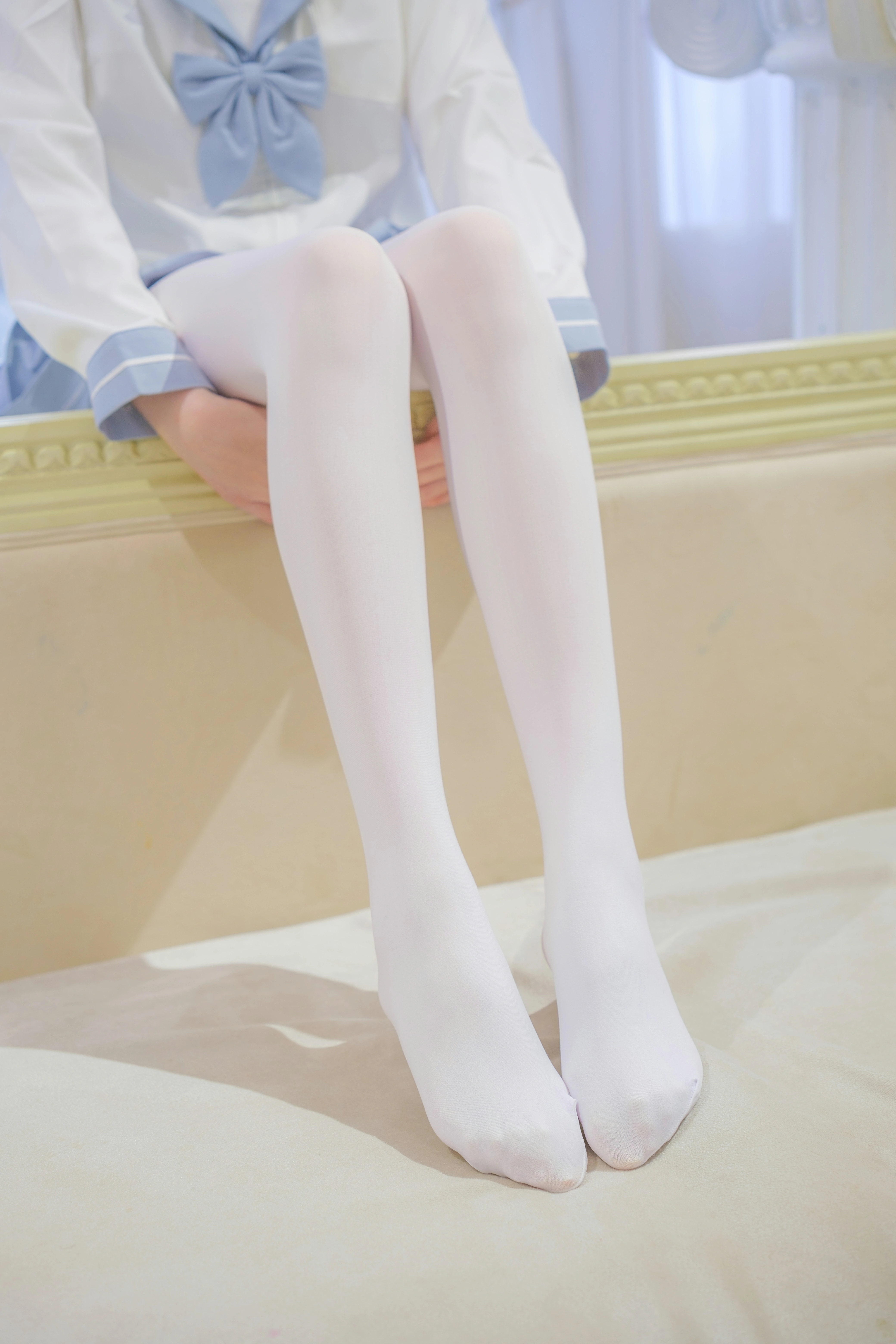[森萝财团]内部VIP系列 微风-04 少女萝莉小学妹 白色JK制服与蓝色短裙加白色丝袜美腿私房写真集,0007