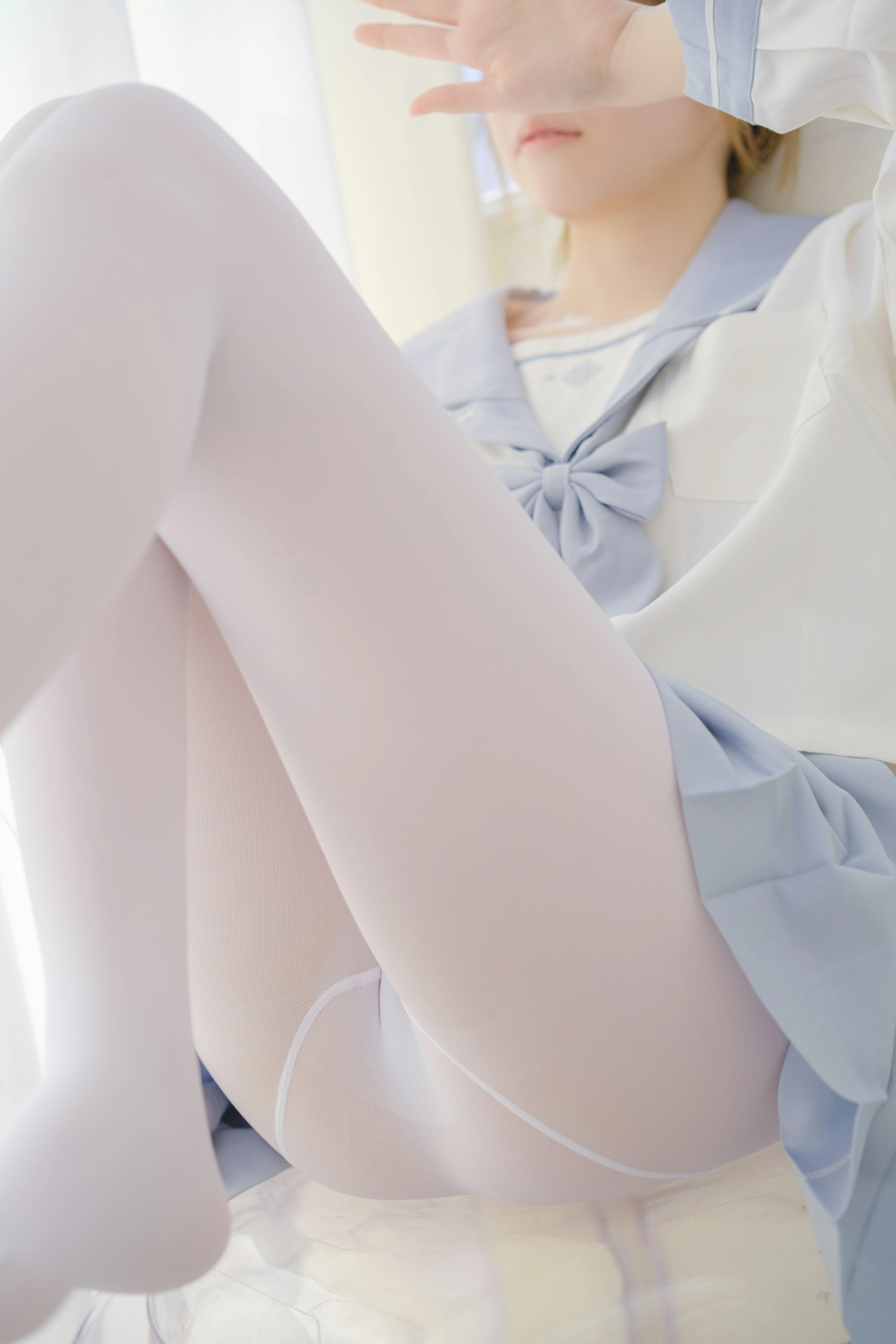 [森萝财团]内部VIP系列 微风-04 少女萝莉小学妹 白色JK制服与蓝色短裙加白色丝袜美腿私房写真集,0029