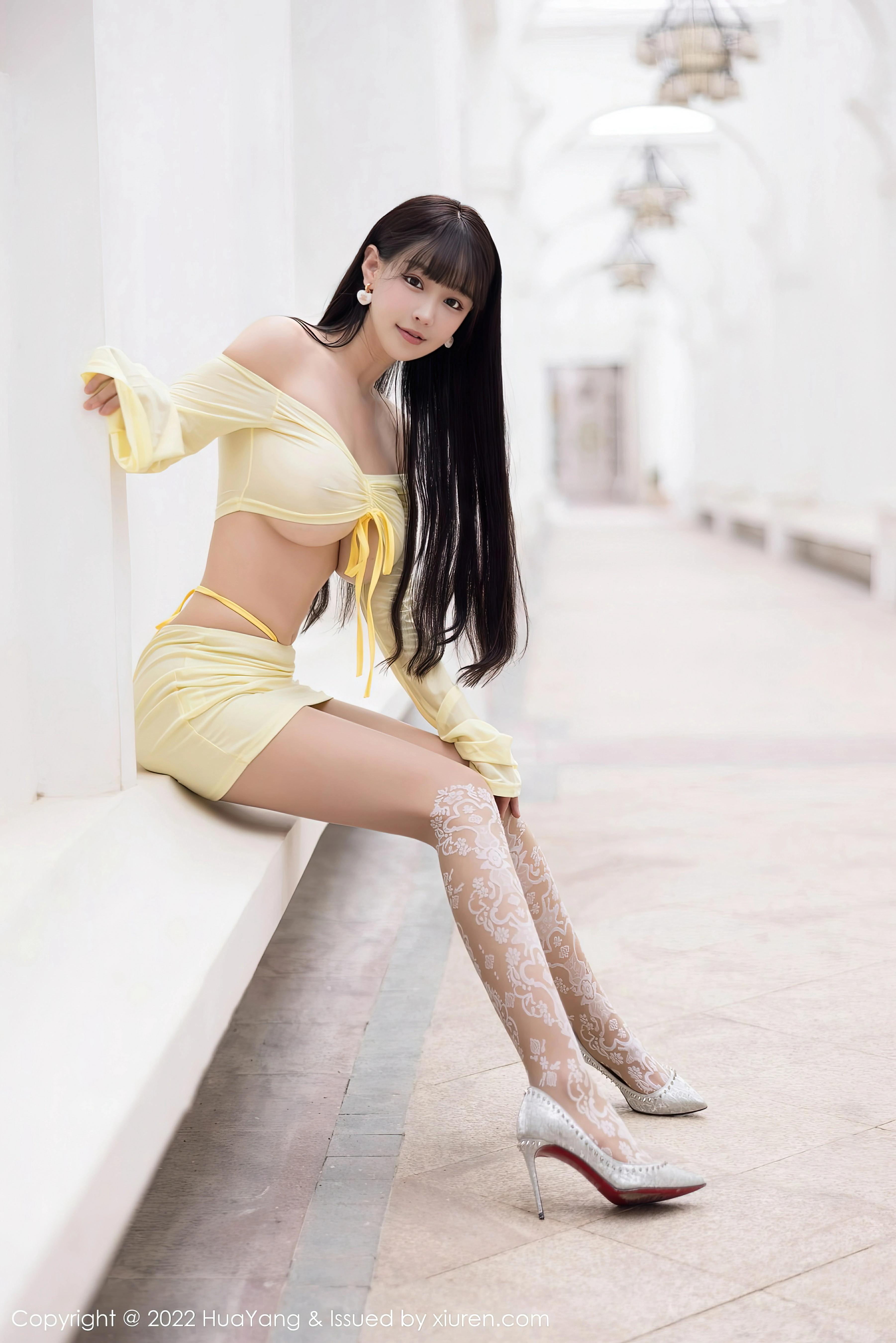 [HuaYang花漾show]HYG20221208VOL0522 朱可儿Flora 黄色礼服与短裙加肉丝美腿性感写真集,0012