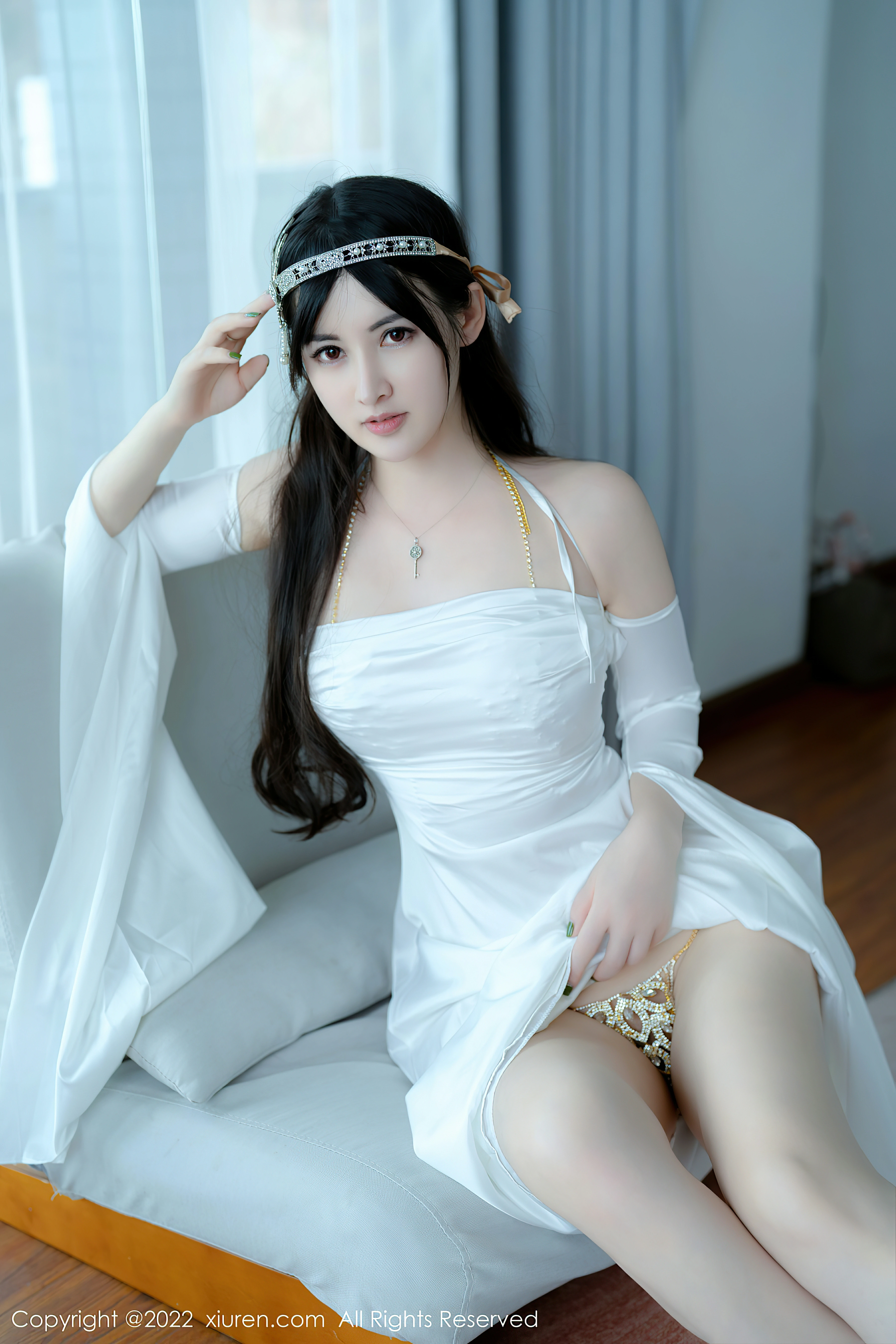 [Xiuren秀人网]XR20220718N05288 诗诗kiki 白色抹胸连衣裙与情趣乳贴性感私房写真集,0023