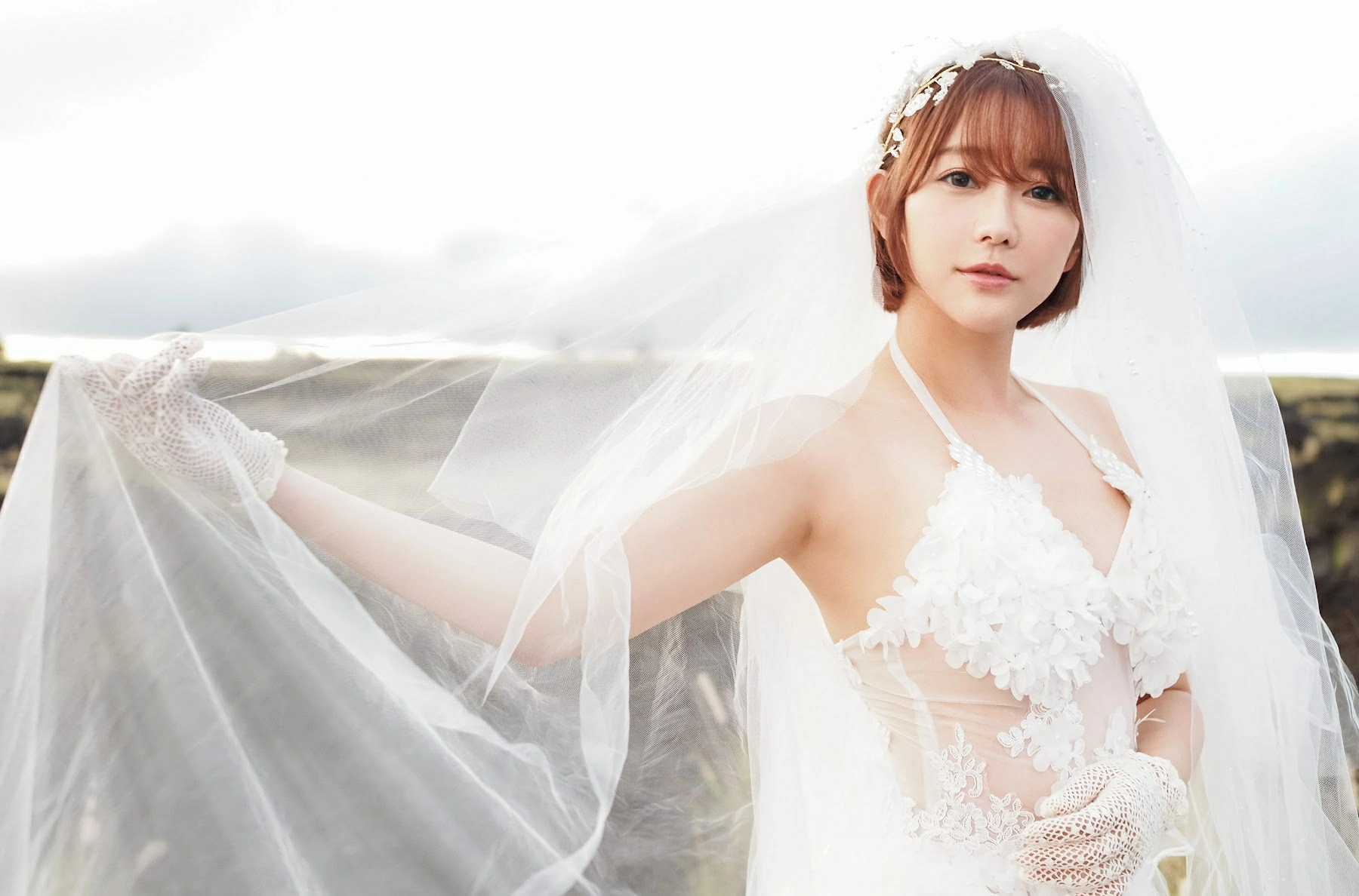 Sho Nishino 西野翔 - Lele 白色婚纱与比基尼泳装及黑色透视连体内衣性感写真集,0050